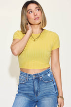 Basic Bae Full Size Ribbed Round Neck Short Sleeve T-Shirt - Delanoir