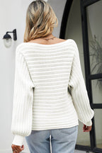 Boat Neck Batwing Sleeve Sweater - Delanoir