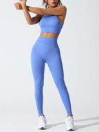 Round Neck Tank and High Waist Leggings Active Set - Delanoir