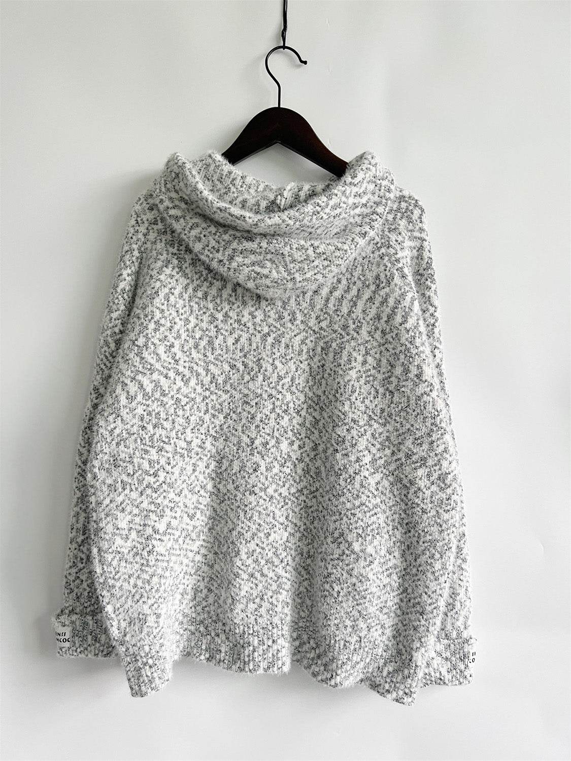 Zip Up Drawstring Long Sleeve Hooded Sweater - Delanoir