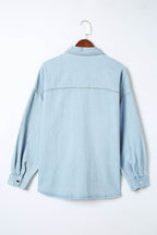 Plus Size Snap Down Pocketed Denim Jacket - Delanoir