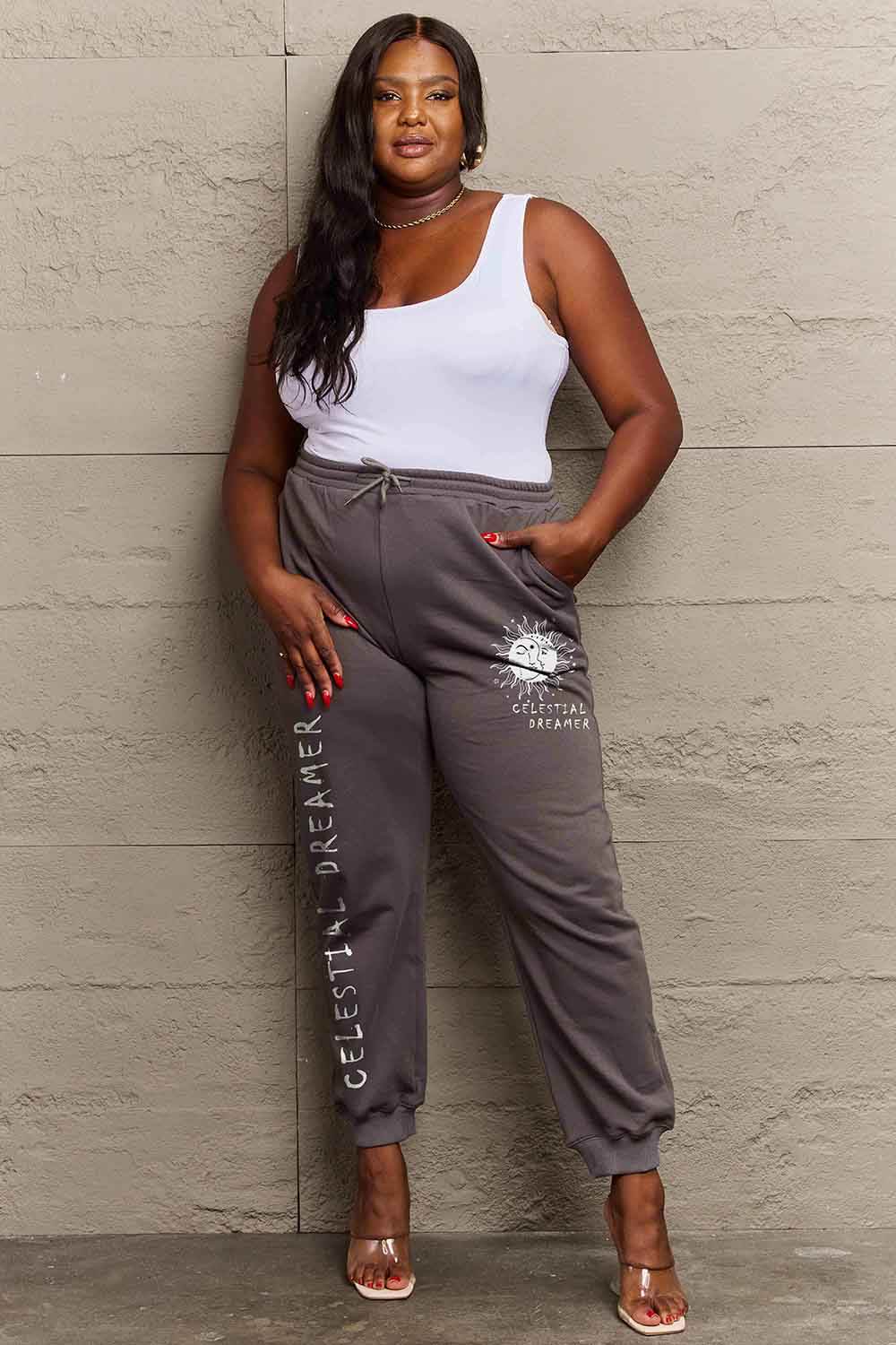 Simply Love Full Size CELESTIAL DREAMER Graphic Sweatpants - Delanoir