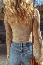 Surplice Cami and Lace Long Sleeve Cover Up Set - Delanoir