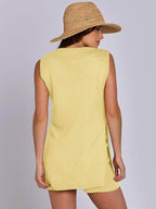 Mandy Side Slit Round Neck Tank and Shorts Sweater Set - Delanoir