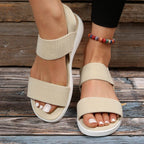 Rubber Open Toe Low Heel Sandals - Delanoir