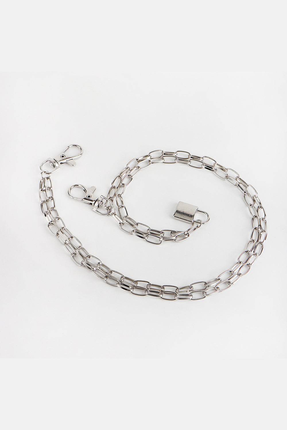 Double Layered Iron Chain Belt with Lock Charm - Delanoir