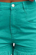 Raw Hem High Waist Denim Shorts - Delanoir