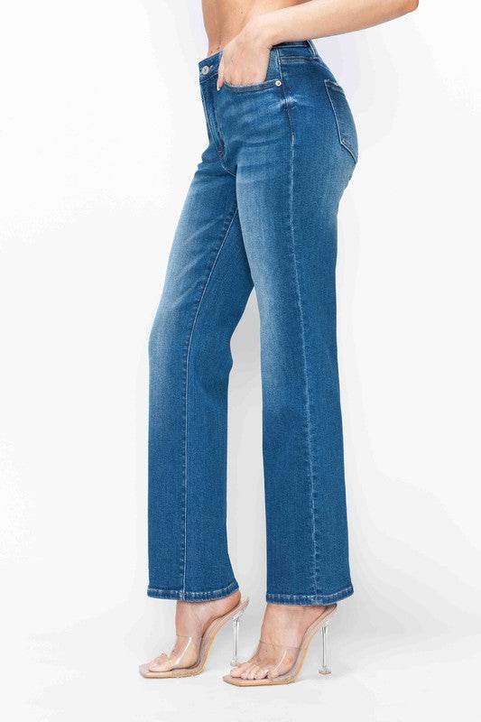 bytos Full Size Cat's Whiskers High Rise Straight Jeans - Delanoir