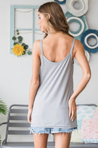 Heimish Full Size Quarter Button Ribbed Cami - Delanoir