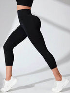 High Waist Cropped Active Leggings - Delanoir