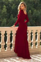 Square Neck Long Sleeve Dress - Delanoir