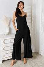 Basic Bae Full Size Spaghetti Strap V-Neck Jumpsuit - Delanoir