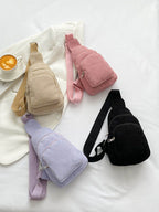 Corduroy Solid Color Crossbody Bag - Delanoir