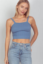 VERY J Cable Knit Seamless Cropped Cami - Delanoir