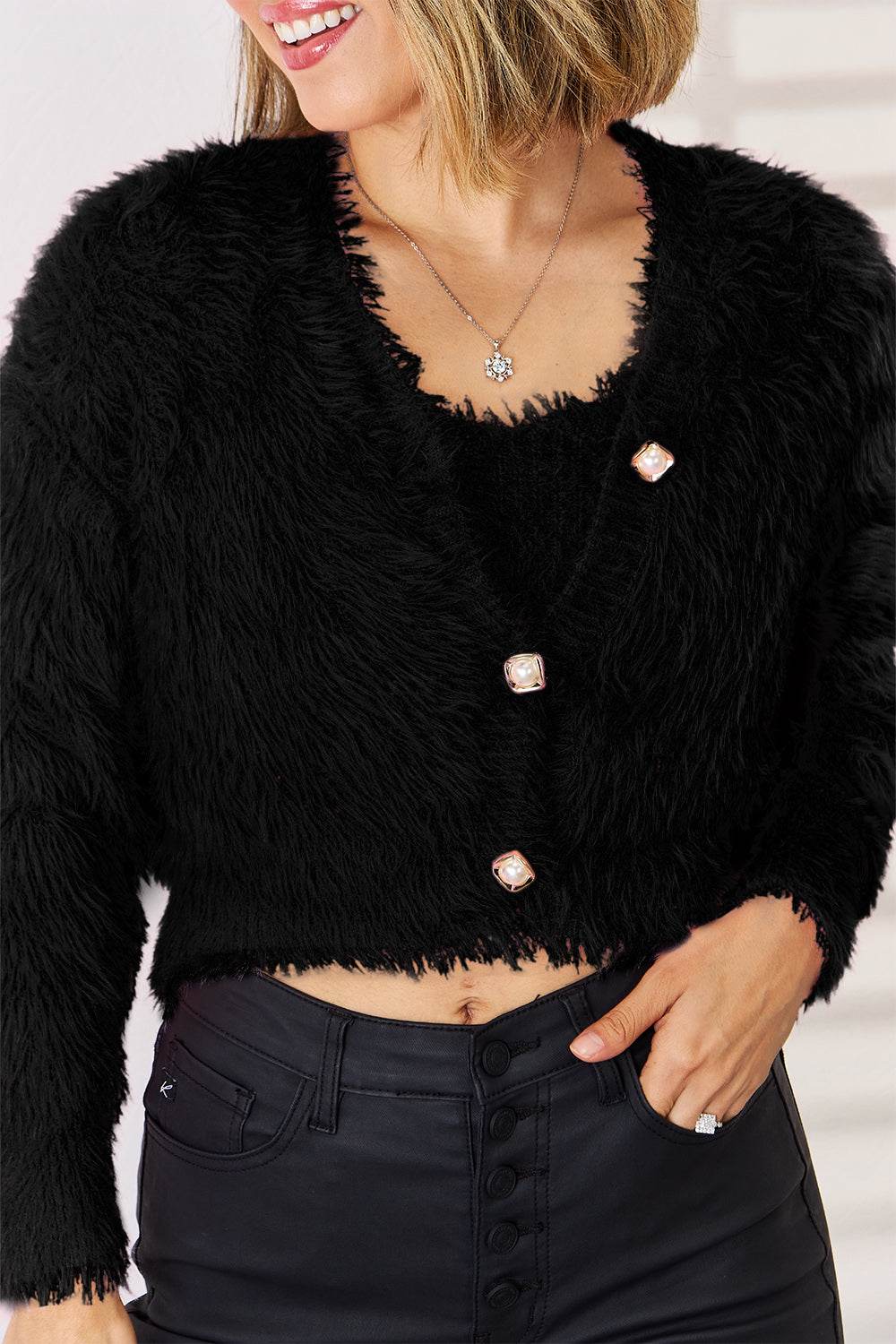 Scoop Neck Vest and Cardigan Sweater Set - Delanoir