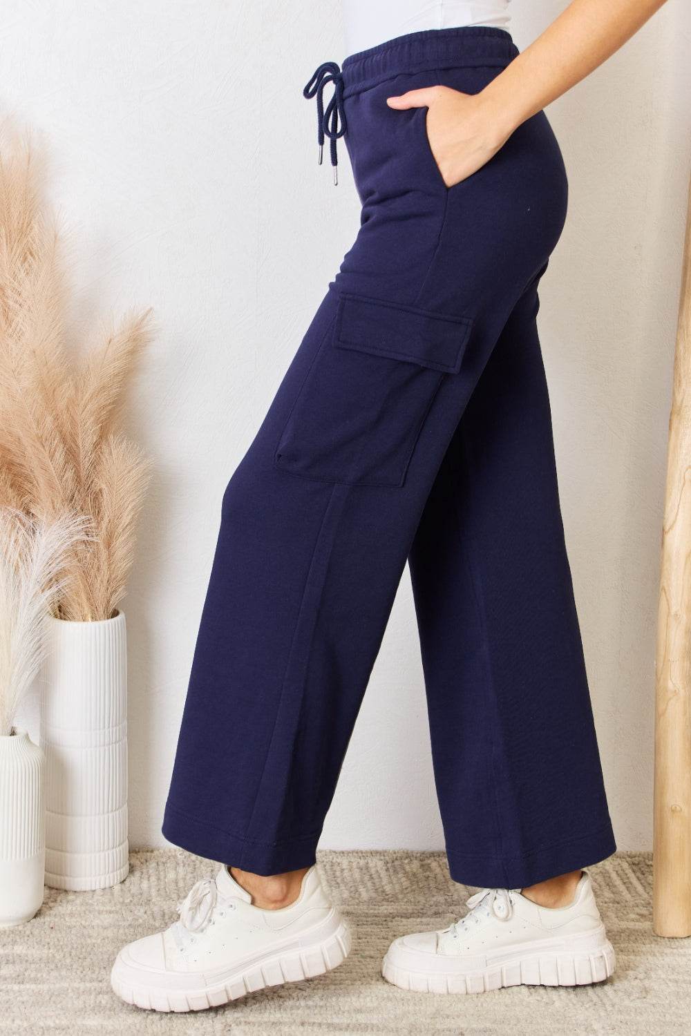 RISEN Drawstring Relaxed Cargo Wide Leg Pants - Delanoir