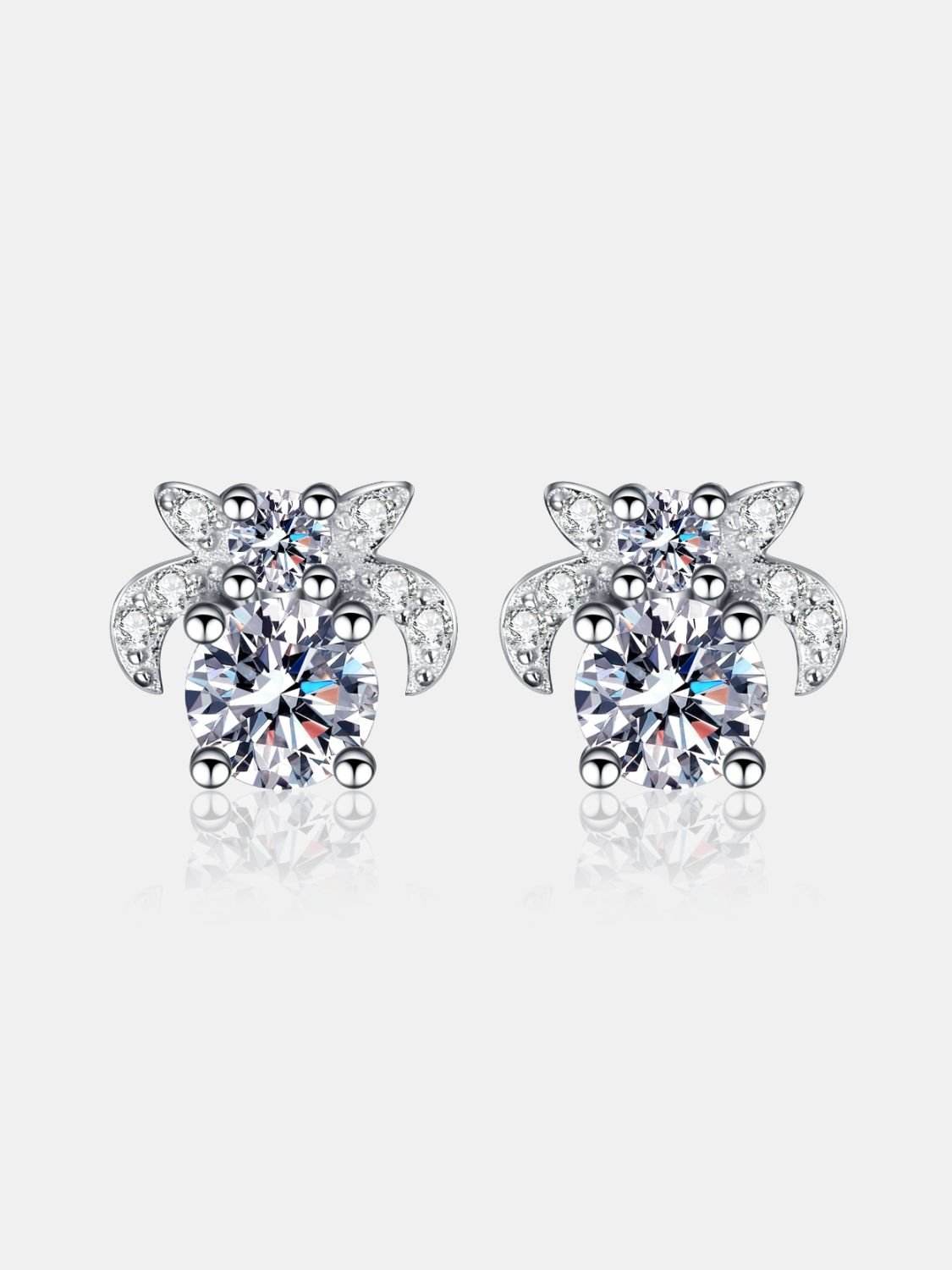1 Carat Moissanite 925 Sterling Silver Stud Earrings - Delanoir