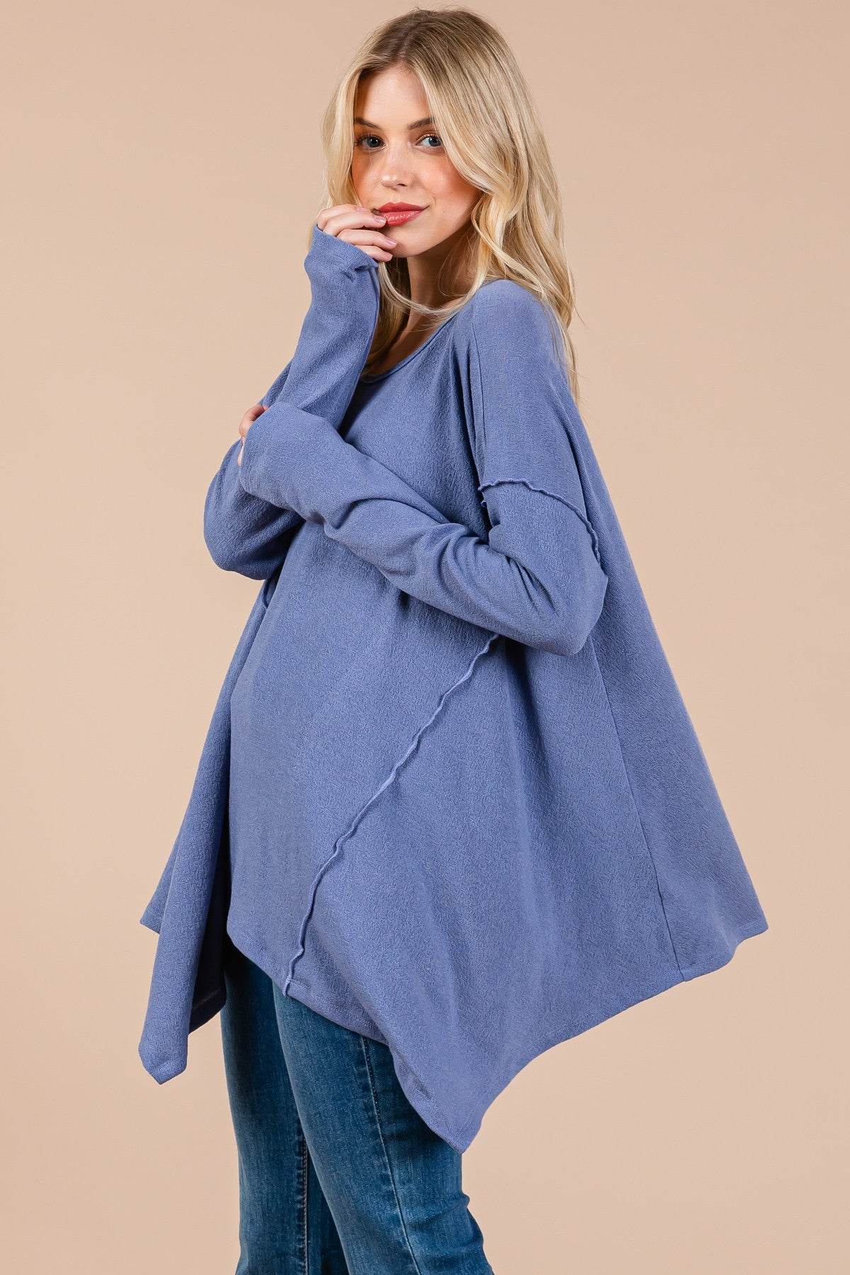 Ces Femme Asymmetrical Long Sleeve top - Delanoir