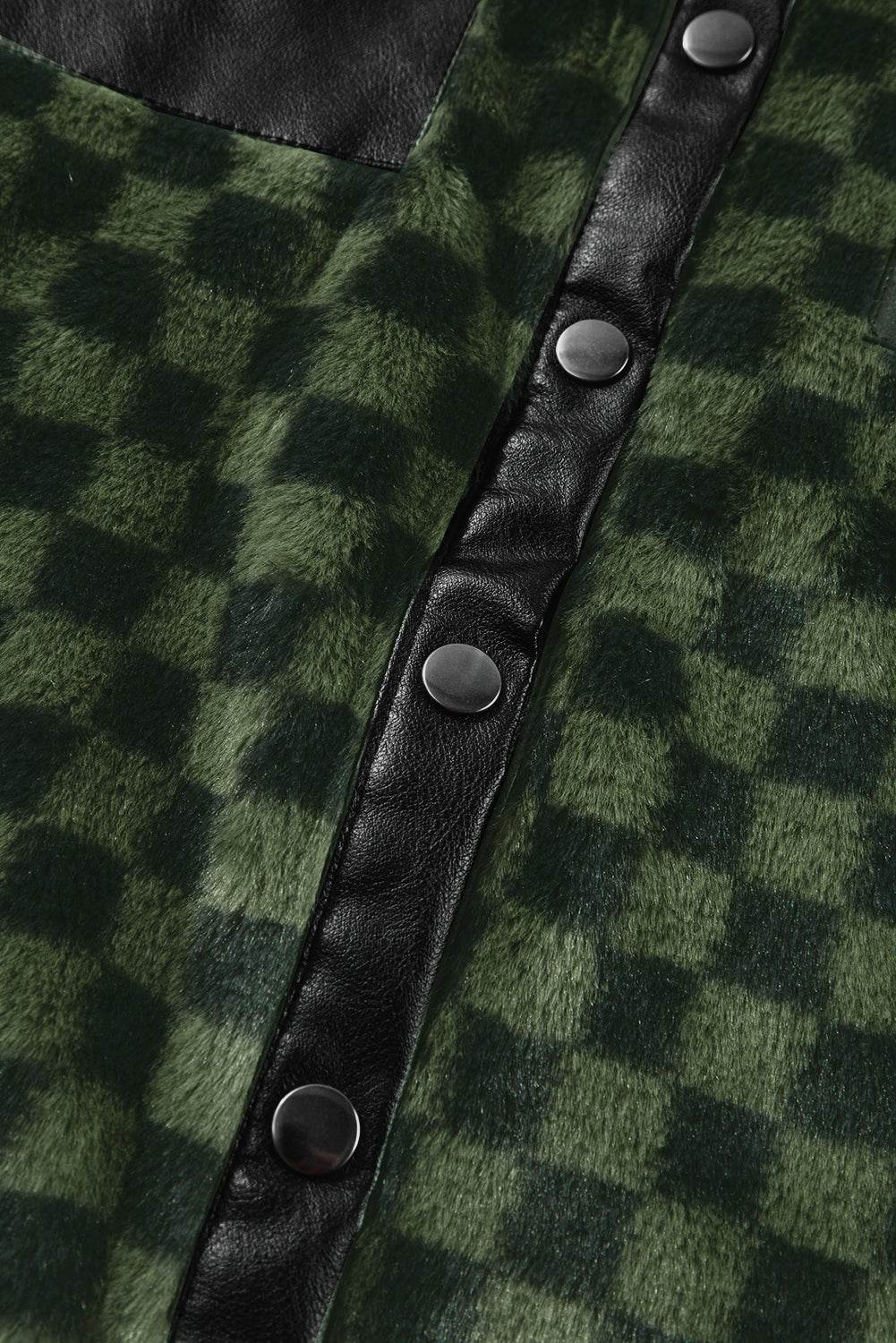 Pocketed Checkered Collared Neck Snap Down Jacket - Delanoir