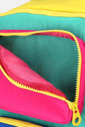 Himawari Contrast Nylon Backpack Bag with Handles - Delanoir