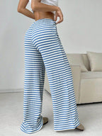 Tied Striped Wide Leg Pants - Delanoir