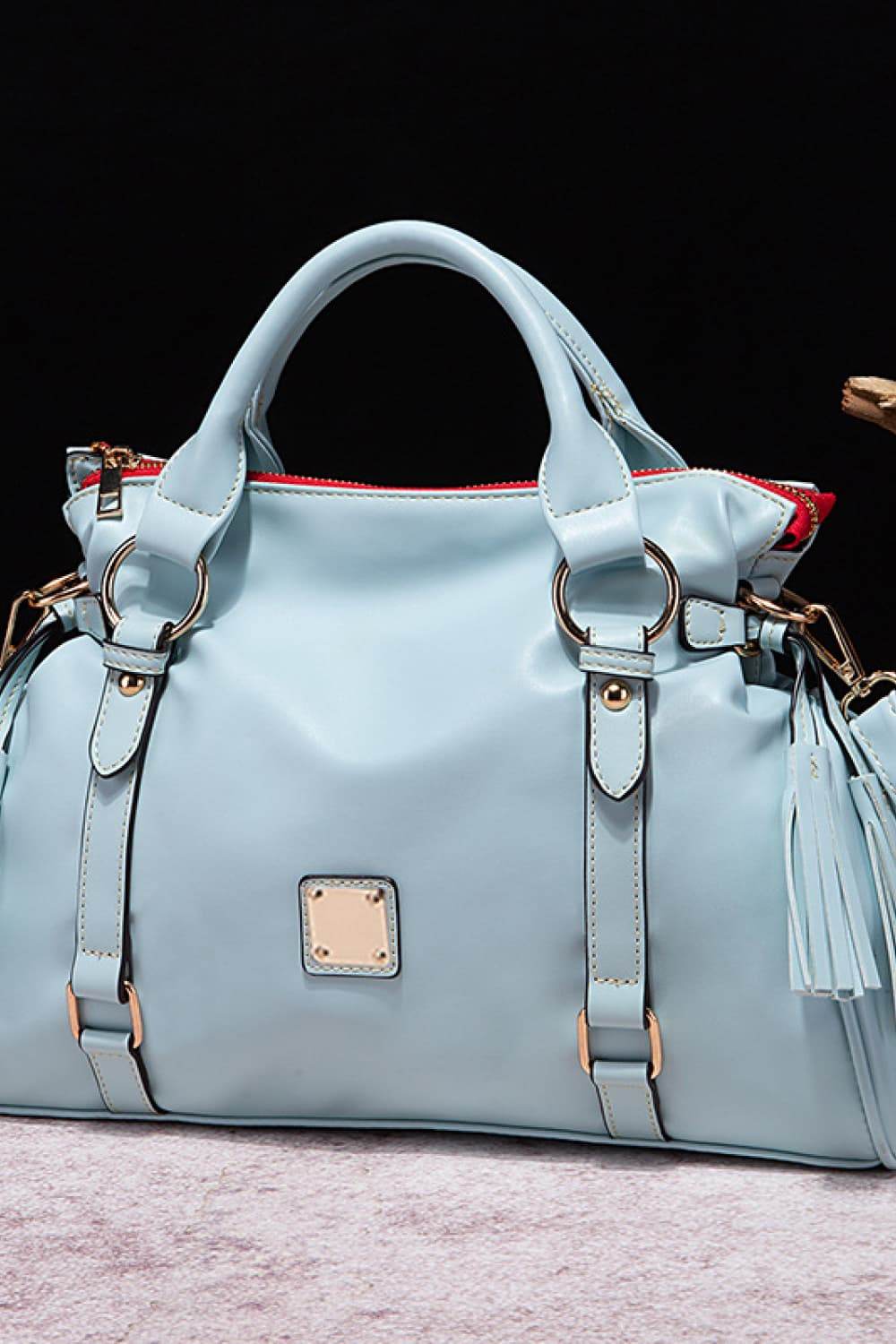 PU Leather Handbag with Tassels - Delanoir