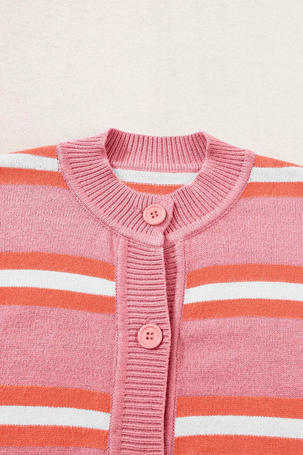 Striped Button Down Long Sleeve Cardigan - Delanoir