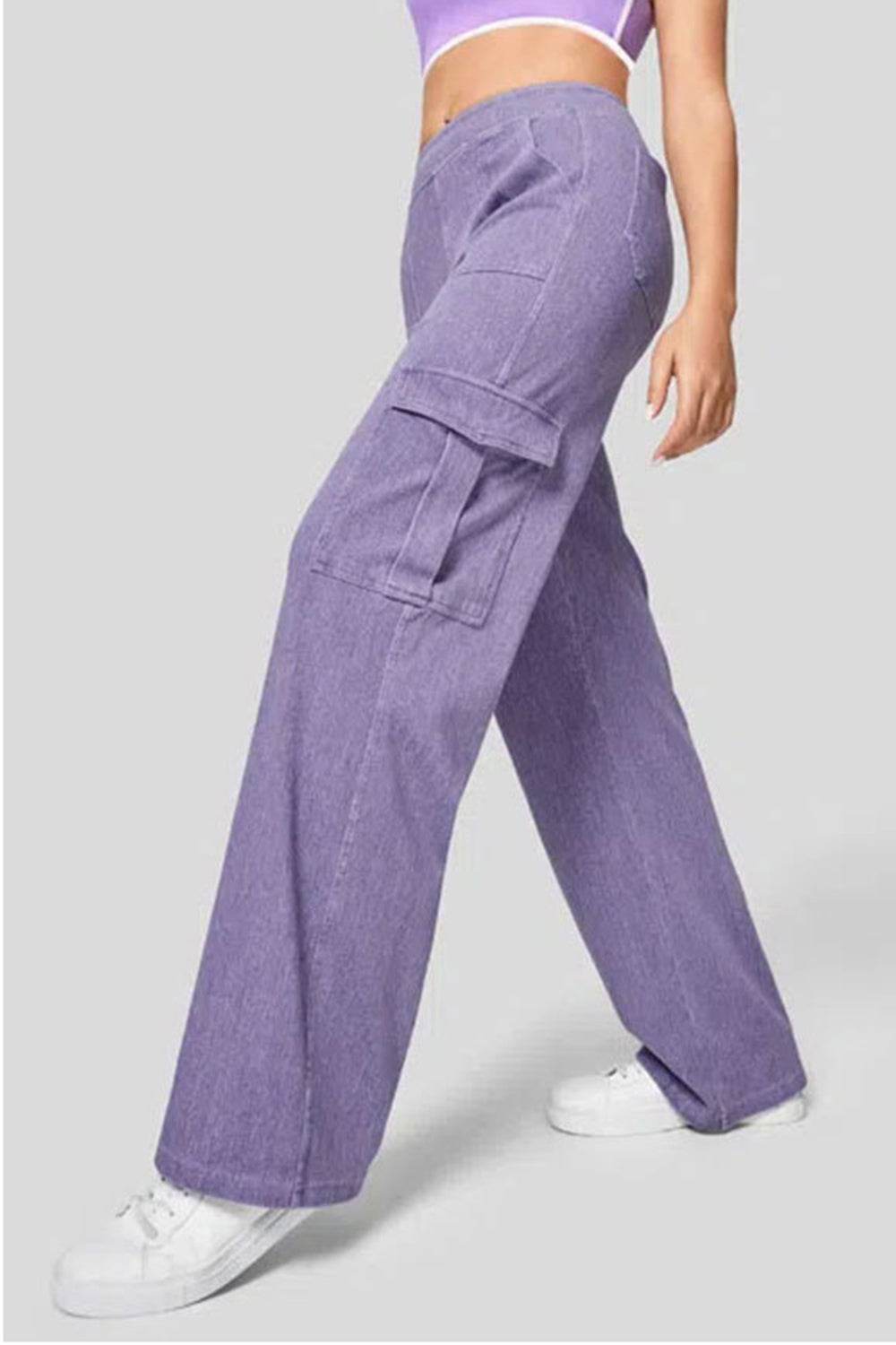 High Waist Straight Leg Cargo Jeans - Delanoir