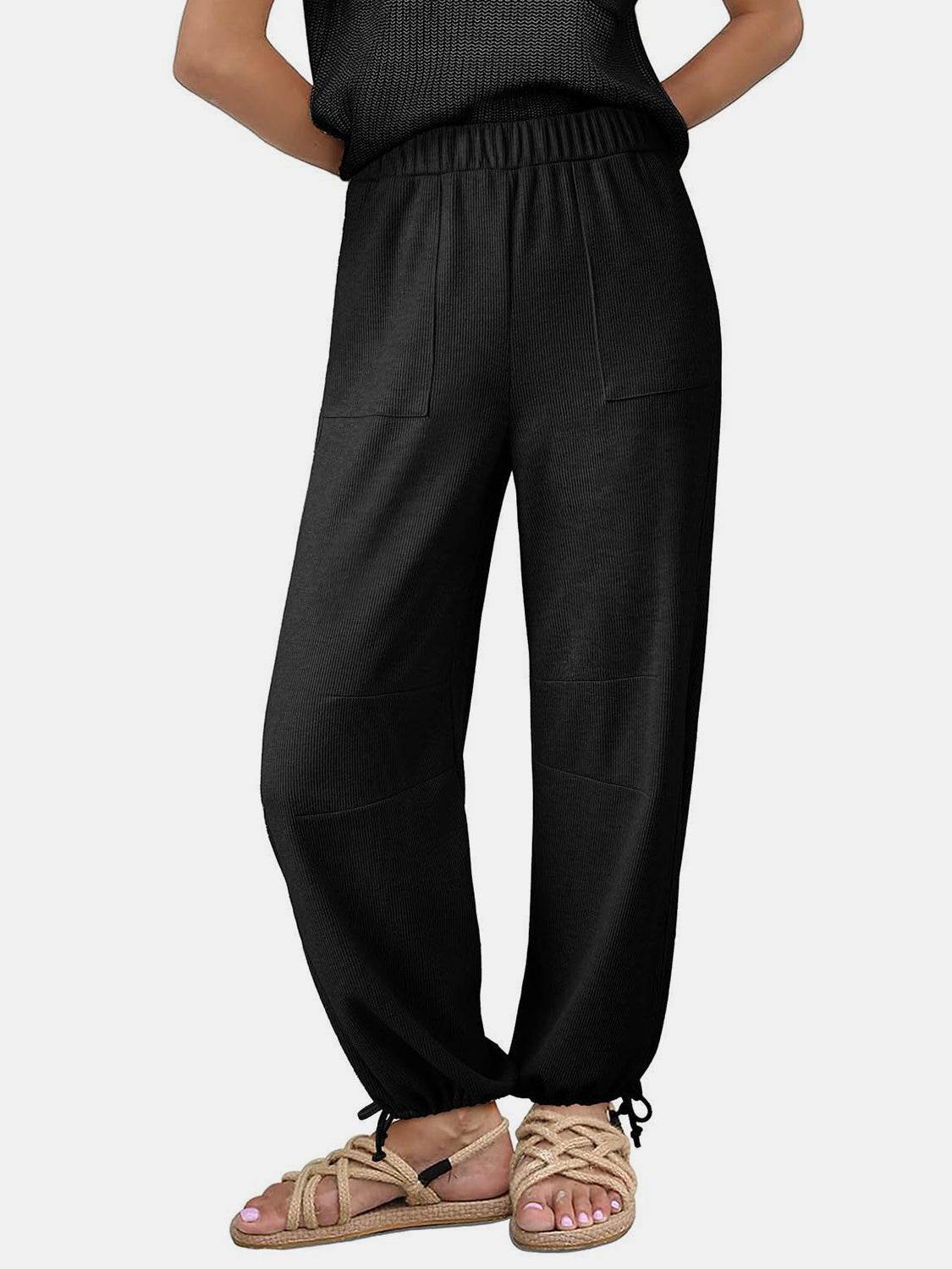 Drawstring Elastic Waist Joggers - Delanoir