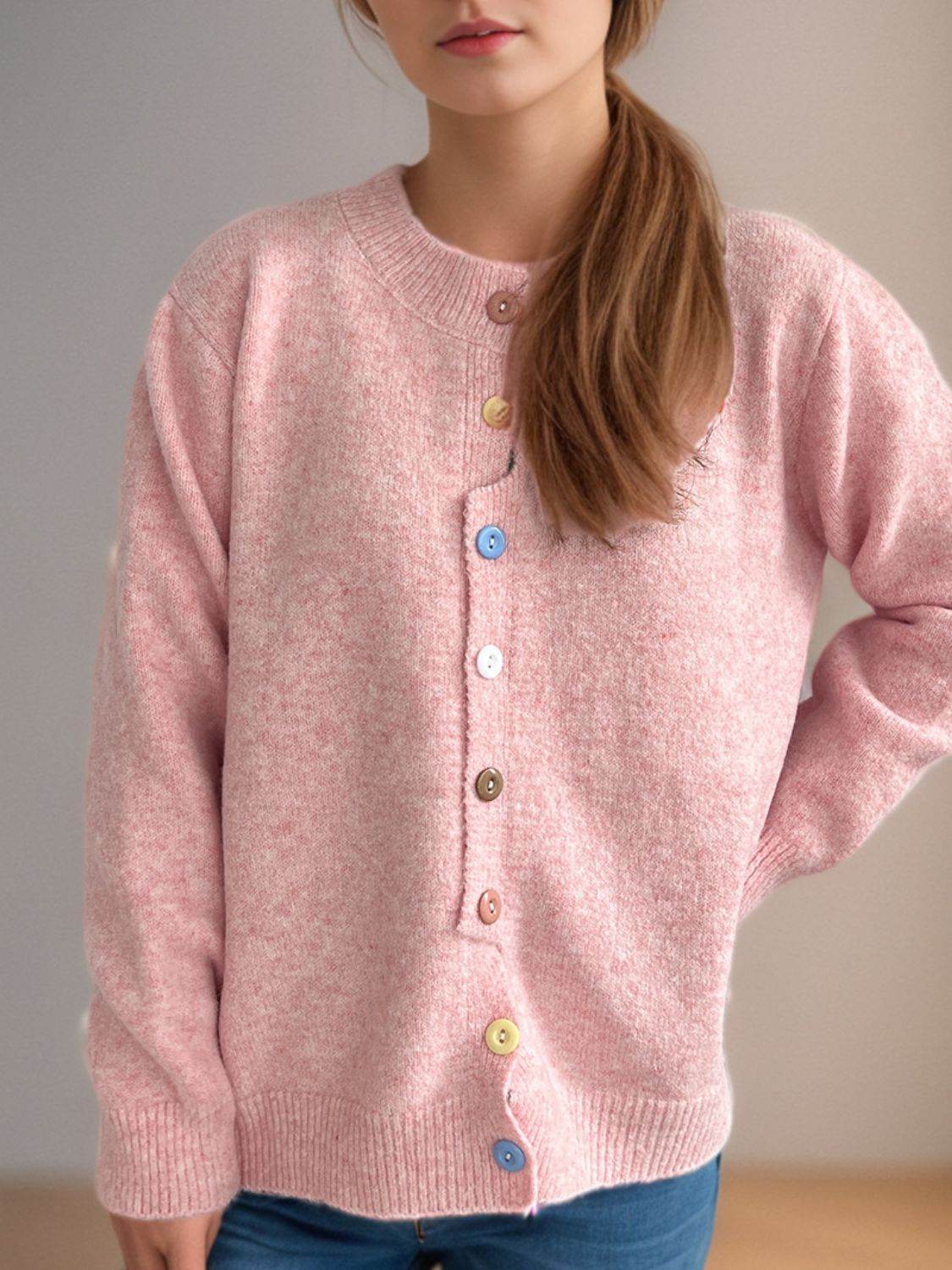 Button Down Long Sleeve Cardigan - Delanoir