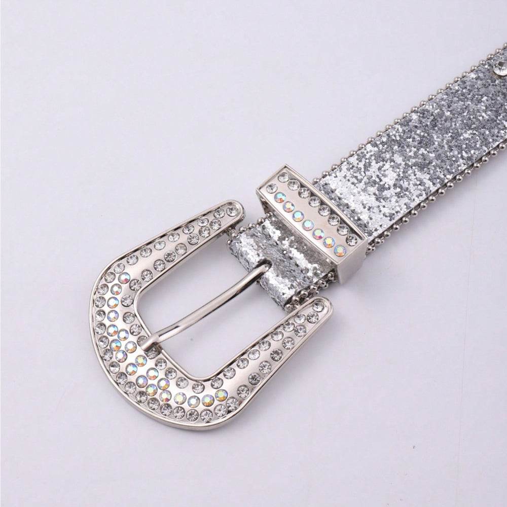 PU Leather Rhinestone Belt - Delanoir