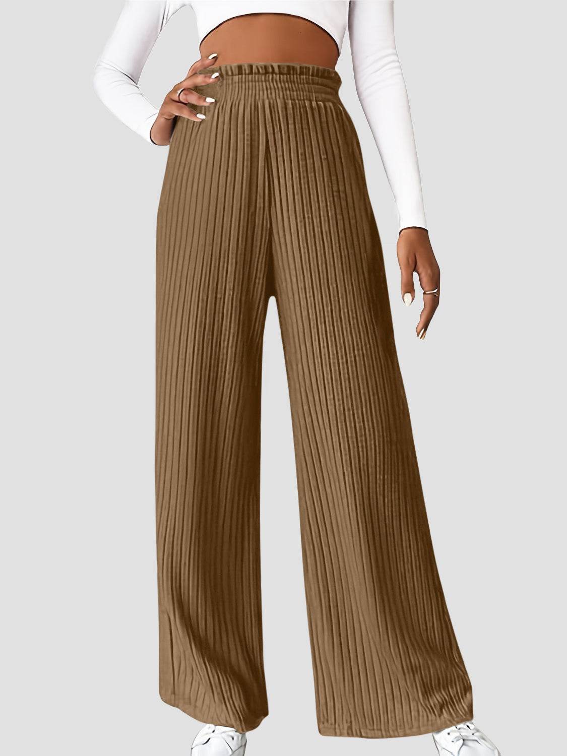 Ribbed High Waist Pants - Delanoir