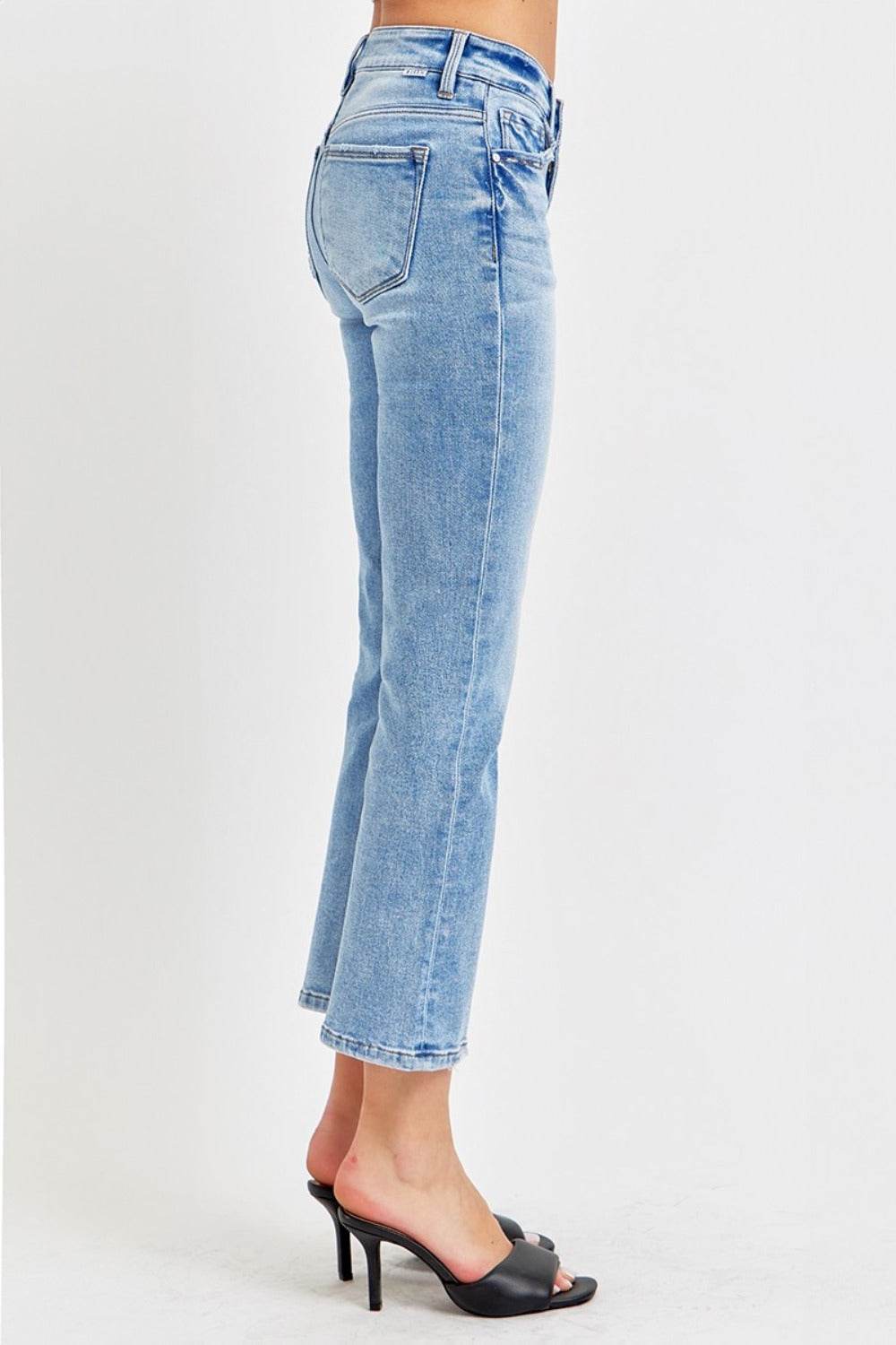 RISEN Full Size Low Rise Crop Slim Straight Jeans - Delanoir