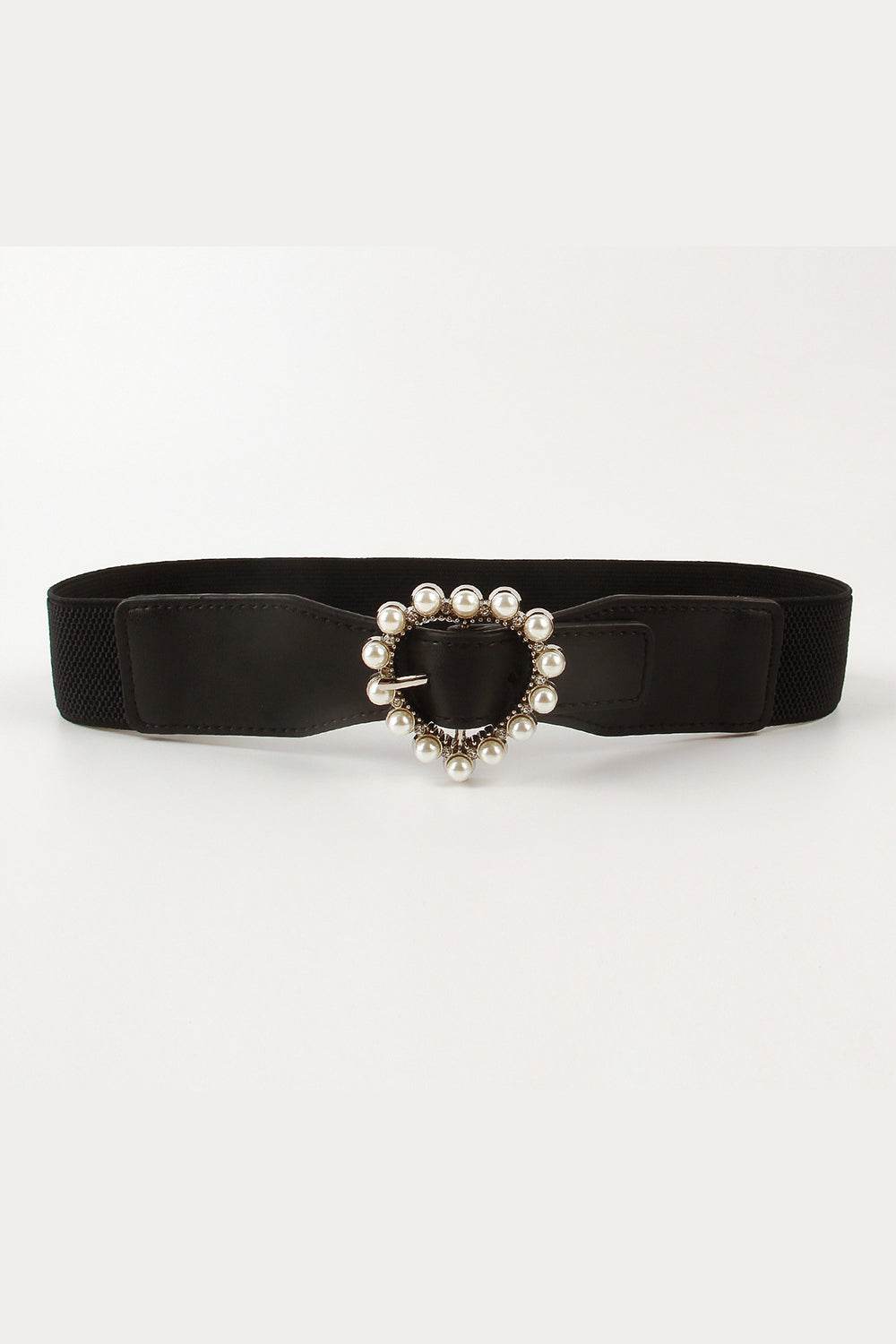Pearl Heart Buckle Elastic Belt - Delanoir