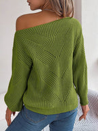 Openwork Long Sleeve Sweater - Delanoir