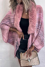 Open Front Fringe Hem Poncho - Delanoir