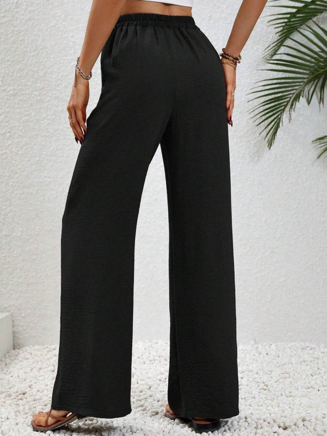 Wide Leg Drawstring Pants - Delanoir