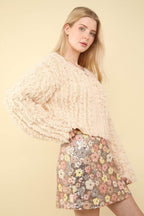 VERY J Shaggy Yarn Knit Zip Up Jacket - Delanoir