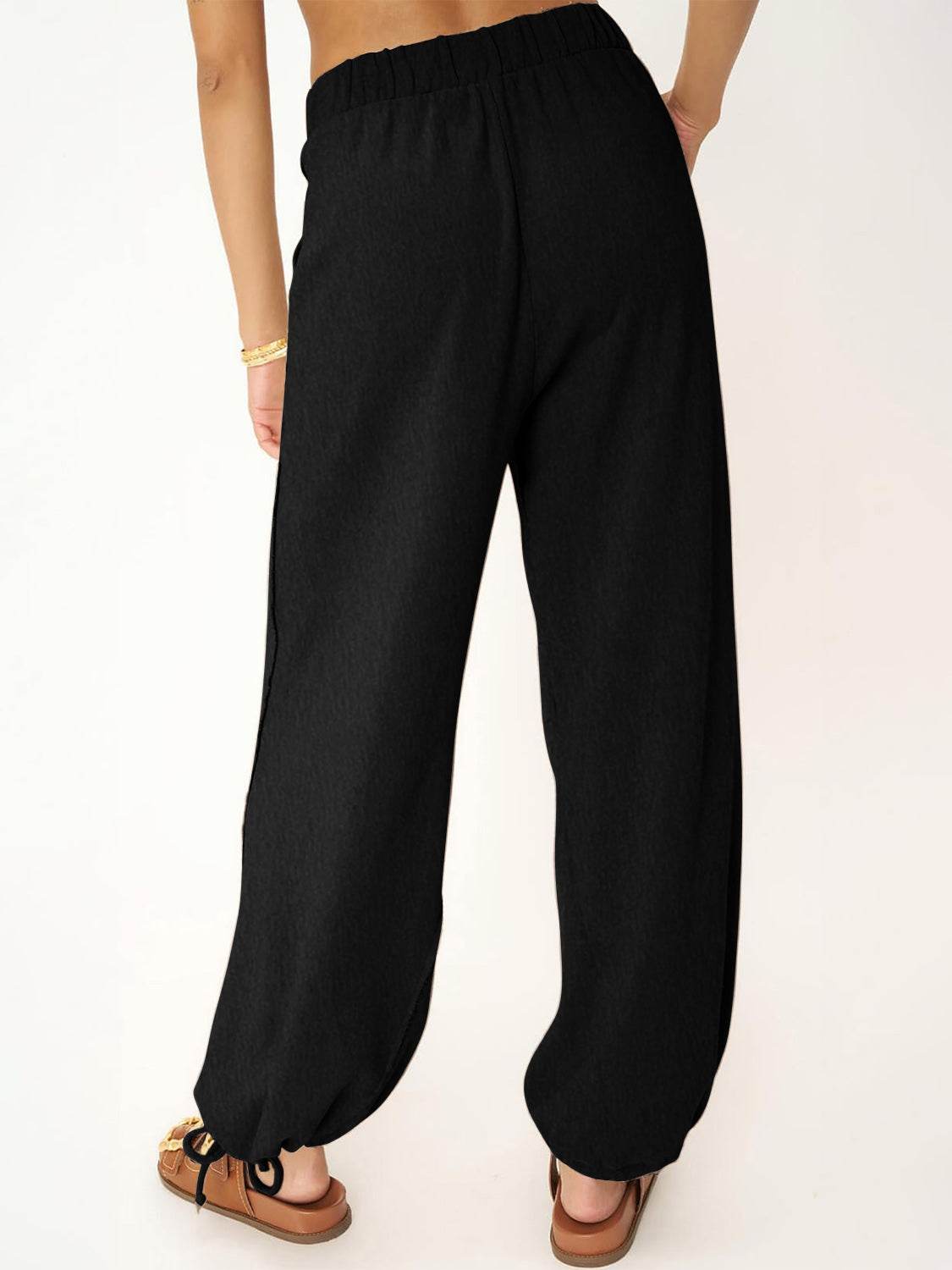 Drawstring Elastic Waist Joggers - Delanoir