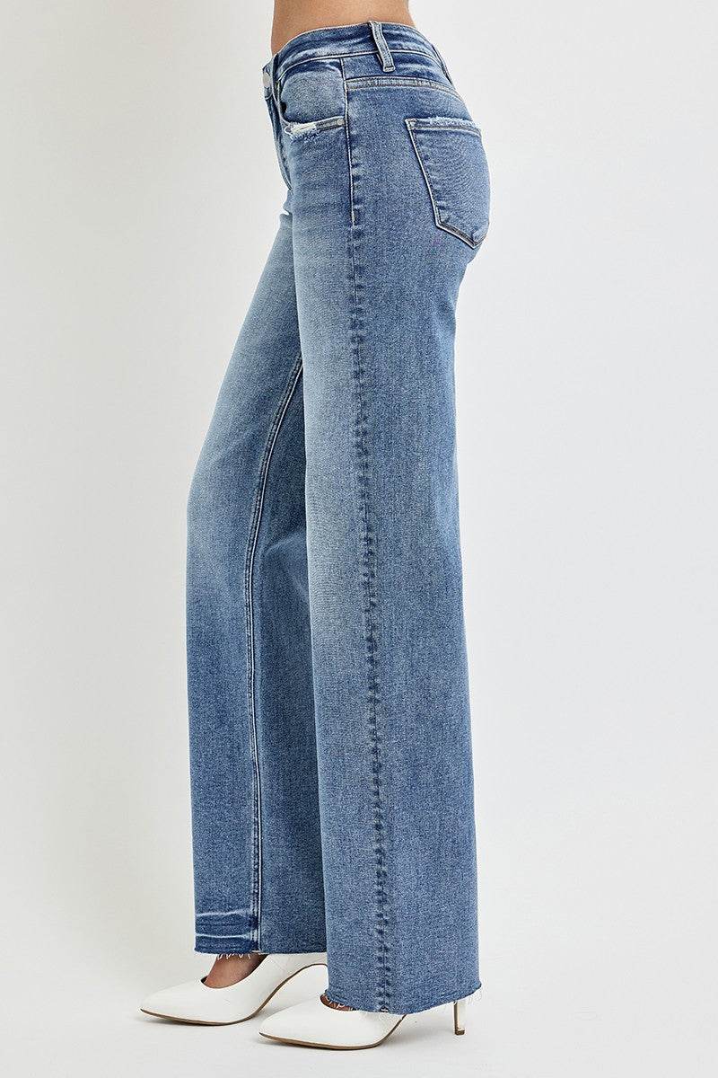 RISEN Full Size High Rise Straight Leg Jeans with Pockets - Delanoir