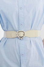Pearl Heart Buckle Elastic Belt - Delanoir