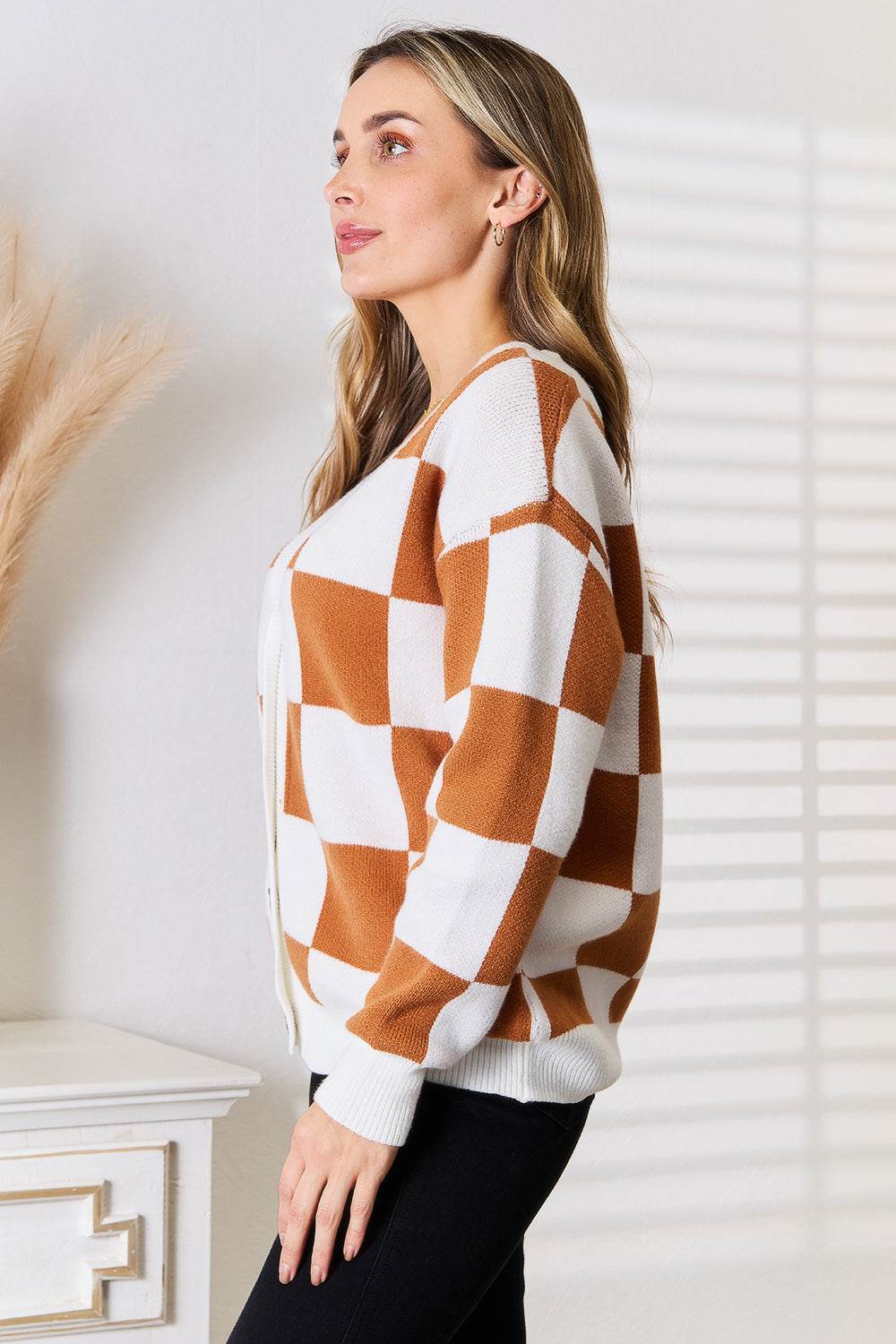 Angel Wings Double Take Button-Up V-Neck Dropped Shoulder Cardigan - Delanoir