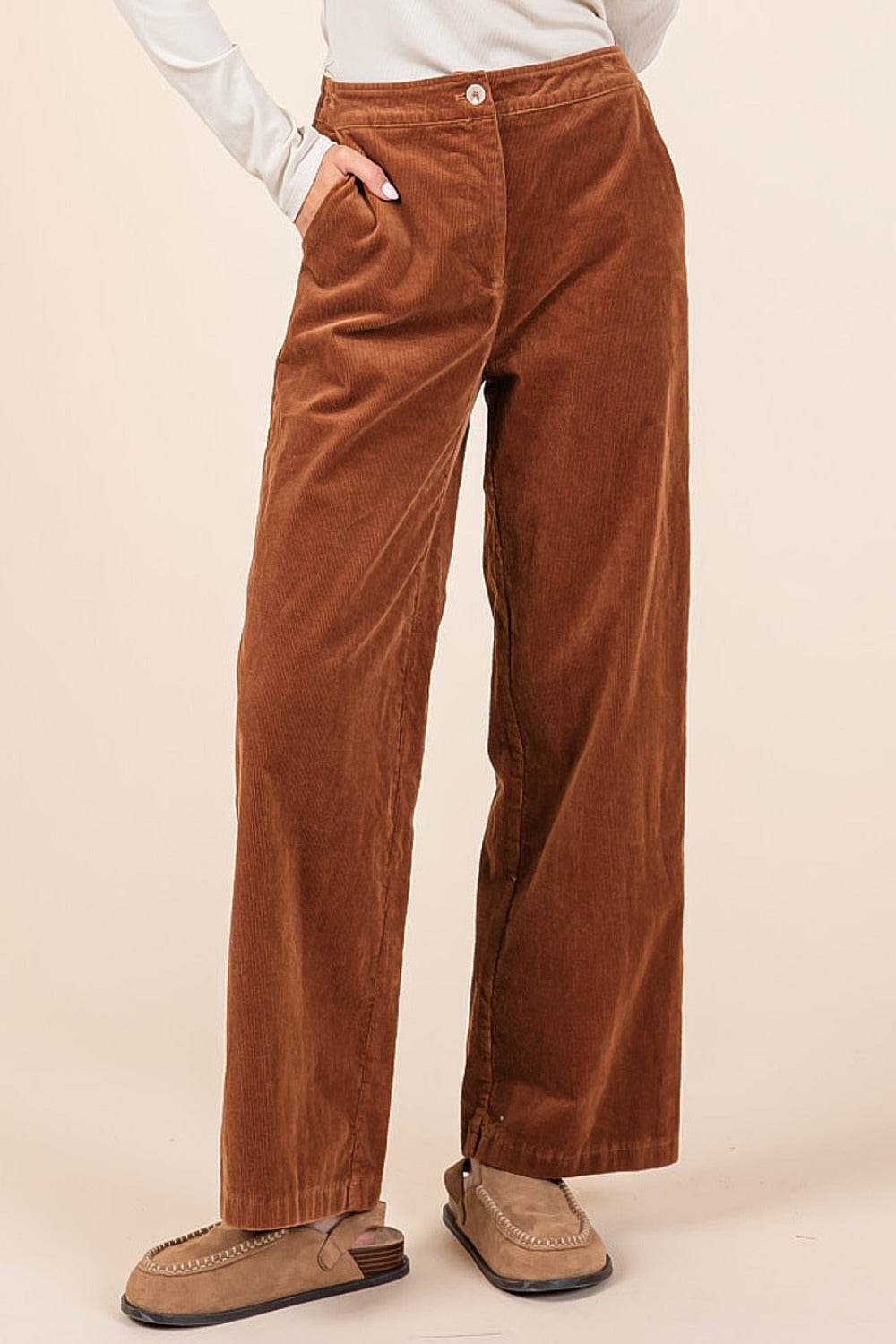 Mittoshop Corduroy Back Elastic Waist Pants - Delanoir