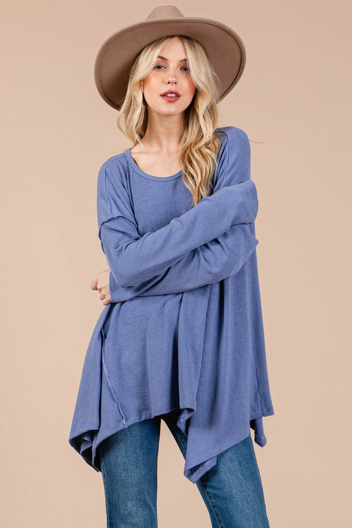 Ces Femme Asymmetrical Long Sleeve top - Delanoir