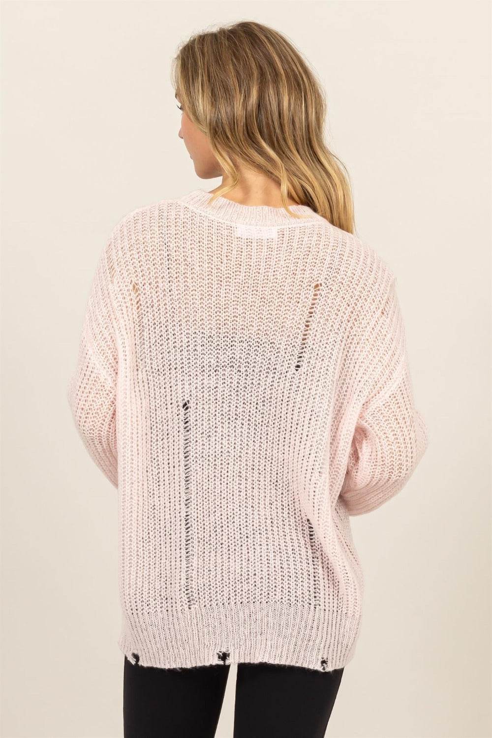 HYFVE Distressed Long Sleeve Knit Top - Delanoir