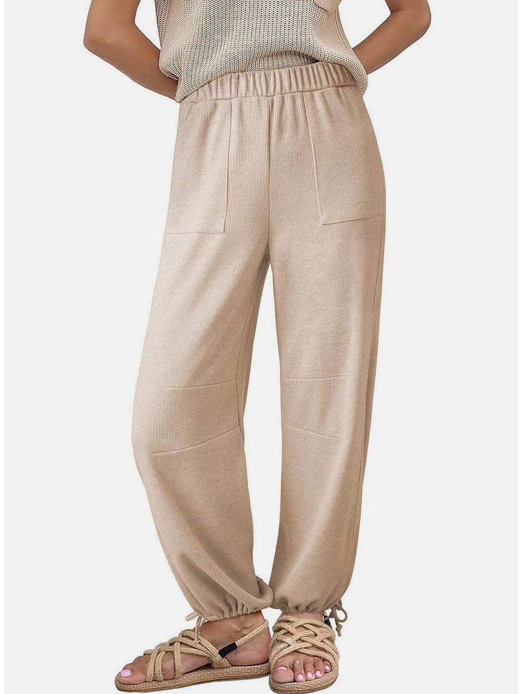 Drawstring Elastic Waist Joggers - Delanoir