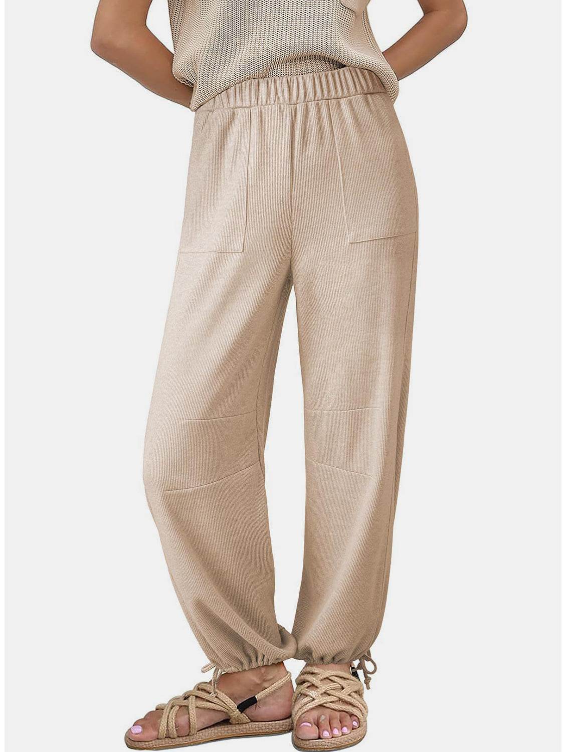 Drawstring Elastic Waist Joggers - Delanoir