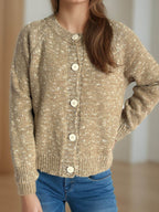 Heathered Button Down Long Sleeve Cardigan - Delanoir