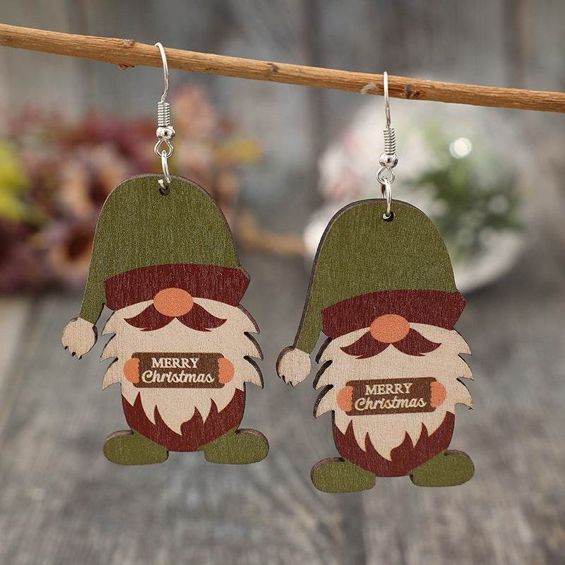 Wooden Gnome Dangle Earrings - Delanoir