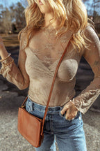 Surplice Cami and Lace Long Sleeve Cover Up Set - Delanoir